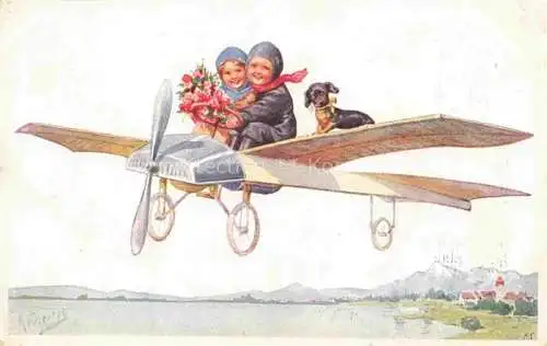 AK / Ansichtskarte  Feiertag Karl Dackel Kinder Segelflug