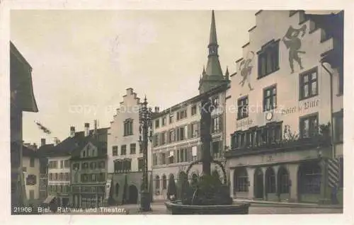 AK / Ansichtskarte  Biel Bienne BE Rathaus Theater Brunnen