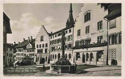 AK / Ansichtskarte  Biel Bienne BE Rathaus Theater Brunnen