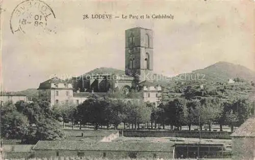 AK / Ansichtskarte  Lodeve 34 Herault Le parc et la cathédrale