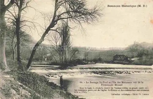 AK / Ansichtskarte  BESANCON-LES BAINS 25 Doubs Le Barrage St Paul et l'Ile des Moineaux vus de la Promenade Micaud