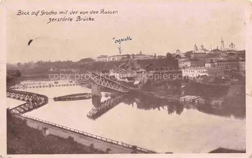 AK / Ansichtskarte  GRODNO Hrodna Belarus Blick auf die Stdt mit der von Russen zerstoerten Bruecke