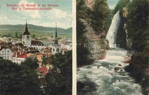 AK / Ansichtskarte Biel_Bienne_BE Stadt und Taubenlochschlucht Wasserfall 