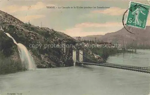 AK / Ansichtskarte Yenne_Chambery_73_Savoie La Cascade et le Rhone pendant les Inondations 