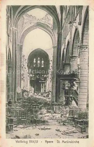 AK / Ansichtskarte  Ypern Ypres Ieper Belgie WK1 St Martinskirche zerstoertes Inneres