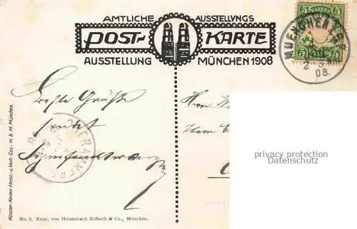 AK / Ansichtskarte  Muenchen Bierbrauerei Getraenkewerbung Amtliche Postkarte Ausstellung 1908