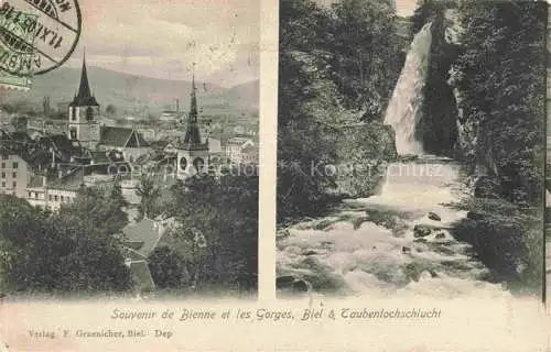 AK / Ansichtskarte Biel_Bienne_BE Les Gorges du Taubenloch Taubenlochschlucht Stadtpanorama 