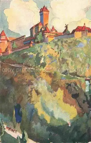 AK / Ansichtskarte Haut Koenigsbourg_Hohkoenigsburg_Orschwiller_67_Bas Rhin Hotel du Haut Koenigsbourg Kuenstlerkarte 