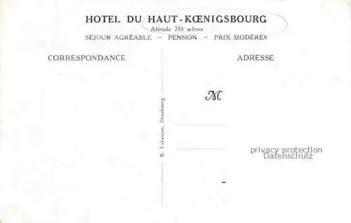 AK / Ansichtskarte Haut Koenigsbourg_Hohkoenigsburg_Orschwiller_67_Bas Rhin Hotel du Haut Koenigsbourg Kuenstlerkarte 