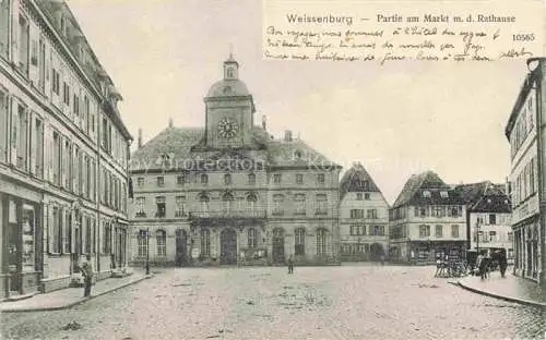 AK / Ansichtskarte Weissenburg_Wissembourg_67_Alsace Partie am Markt Rathaus 