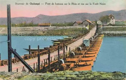 AK / Ansichtskarte Chalampe_Mulhouse_68_Haut Rhin Pont de bateaux sur le Rhin et vue sur la Foret Noire 