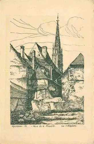 AK / Ansichtskarte MULHOUSE_Muehlhausen_68_Alsace Rue de la Moselle Dessin Kuenstlerkarte 