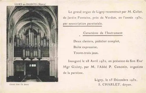 AK / Ansichtskarte Ligny en Barrois_Bar le Duc_55_Meuse Le grand orgue de Ligny 