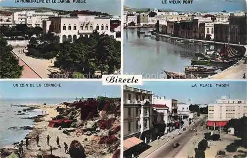 AK / Ansichtskarte  BIZERTE Tunesie La Municipalite et le Jardin public Le Vieux Port Un coin de la Corniche La Place Madon