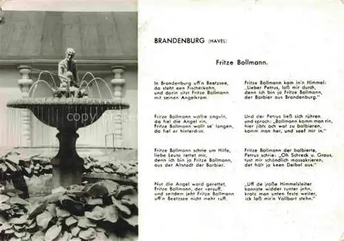 AK / Ansichtskarte  BRANDENBURG  HAVEL Fritz Bollemann Brunnen und Gedicht