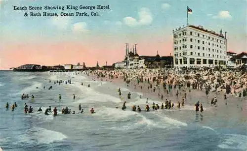 AK / Ansichtskarte  Ocean Park Santa Monica California USA King George Hotel and Bath House Beach