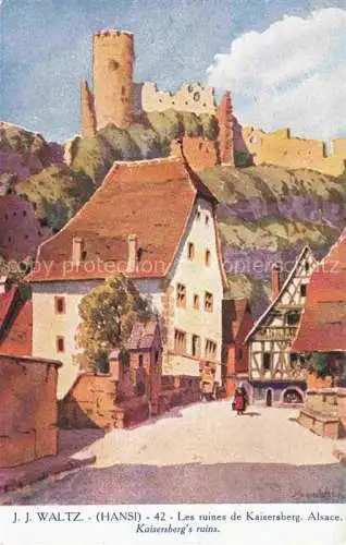 AK / Ansichtskarte Kaisersberg_Kaysersberg_Alsace_68_Haut_Rhin Les ruines de la ville Waltz Kuenstlerkarte  