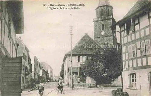 AK / Ansichtskarte DANNEMARIE__Dammerkirch_Alsace_68_Haut Rhin Eglise et Rout de Delle 