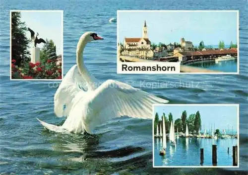 AK / Ansichtskarte ROMANSHORN_Bodensee_TG Skulptur Panorama Segelboote 