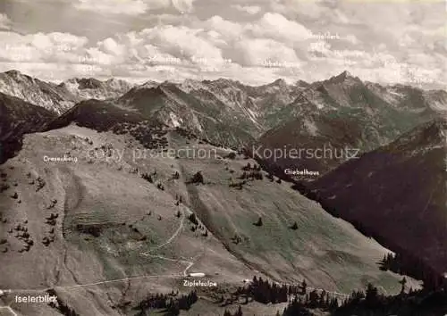 AK / Ansichtskarte  HINDELANG Oberallgaeu mit Oberjoch und Allgaeuer Alpen Blick vom Iseler