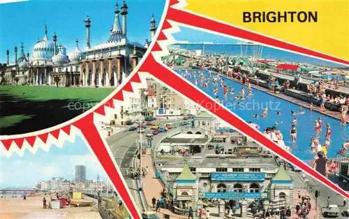 AK / Ansichtskarte  BRIGHTON  East Sussex UK The Royal Pavillon The Beach The Paddling Pool The Aquarium