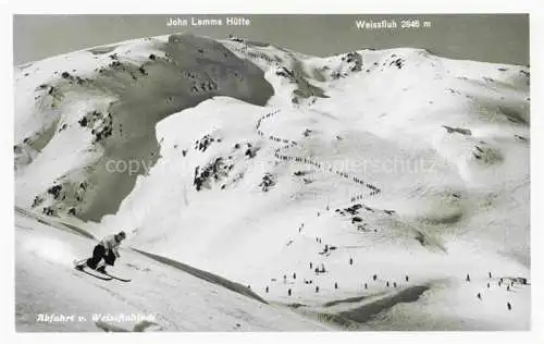 AK / Ansichtskarte Weissfluhjoch_2663m_GR Ski Abfahrt John Lemms Huette Weissfluh 