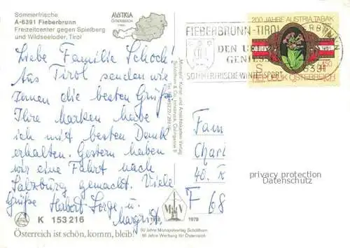 AK / Ansichtskarte  Fieberbrunn Tirol AT Feizeitcenter mit Spielberg und Wildseeloder