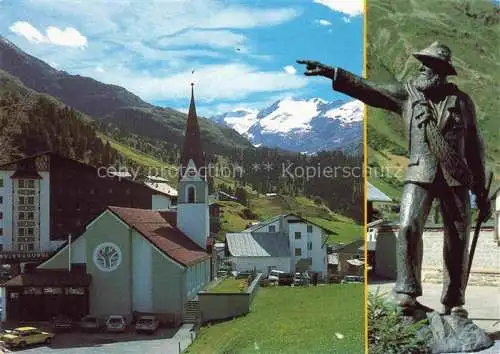 AK / Ansichtskarte  Obergurgl Ober-Gurgl Soelden oetztal Imst Tirol AT Ortspartie mit Kirche Skulptur