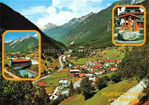 AK / Ansichtskarte  Flirsch am Arlberg Tirol AT Panorama Gedeckte Bruecke Brunnen