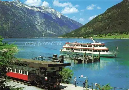 AK / Ansichtskarte  Achensee Tirol AT Achenseebahn mit MS Tirol am Anlegesteg Eisenbahn