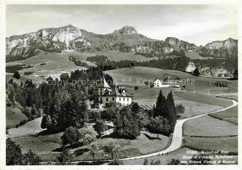 AK / Ansichtskarte Weissbadbruecke_Weissbad_Appenzell_IR Hotel Pension Belvedere mit Hohem Kasten und Kamor 