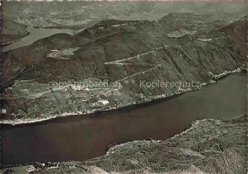 AK / Ansichtskarte Serpiano_Lugano_TI Blick nach Morcote Melide Fliegeraufnahme 