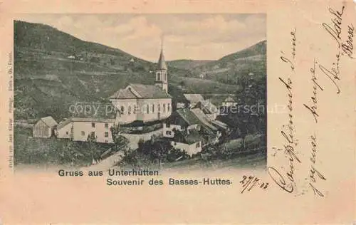 AK / Ansichtskarte Unterhuetten_Les_Basses Huttes_Orbey_Urbeis_68_Haut_Rhin Ortsansicht mit Kirche 