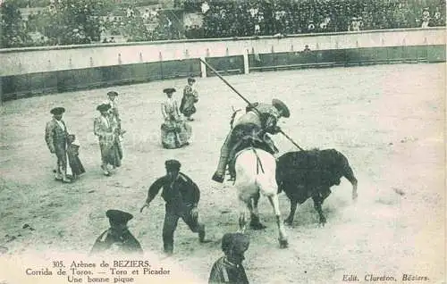 AK / Ansichtskarte BEZIERS_34_Herault Arenes Corrida de Toros Toro et Picador 