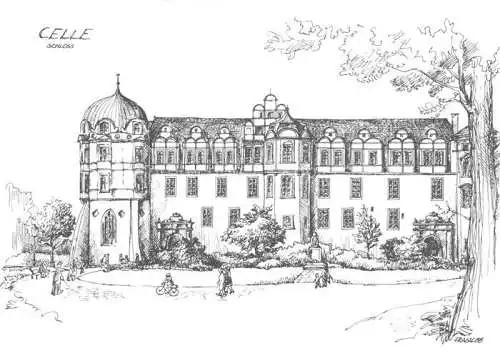 AK / Ansichtskarte  Celle  Niedersachsen Schloss Zeichnung