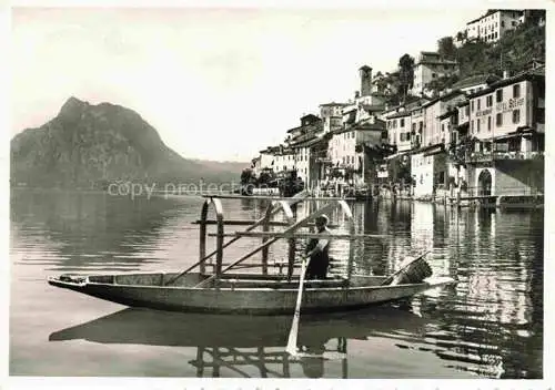 AK / Ansichtskarte Gandria_Lago_di_Lugano Seepanorama Fischerboot Gandria_Lago_di_Lugano