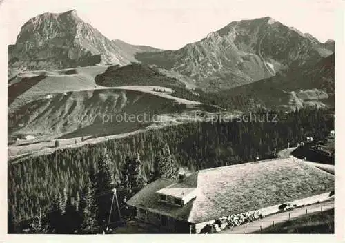 AK / Ansichtskarte Gantrisch_2087m_BE Stierenhuette mit Gantrisch und Buerglen 