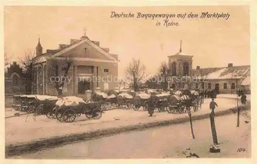 AK / Ansichtskarte  Kolno Kolnas Gross-Koellen OLSZTYN Allenstein PL Deutsche Bagagewagen auf dem Marktplatz Wohlfahrts-Postkarte Ostpreussenhilfe Verband deutscher Kriegshilfsvereine