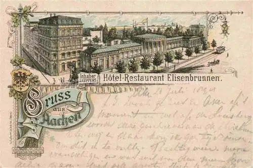 AK / Ansichtskarte  AACHEN Hotel Restaurant Elisenbrunnen Deutsche Reichspost Litho