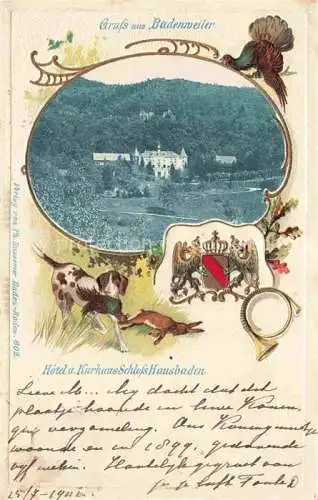 AK / Ansichtskarte  BADENWEILER BW Hotel und Kurhaus Schloss Hausbaden Wappen Tiere