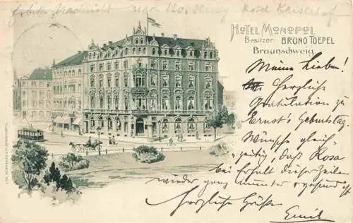 AK / Ansichtskarte  BRAUNSCHWEIG Hotel Monopol Litho Deutsche Reichspost