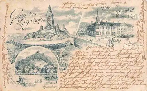 AK / Ansichtskarte  Kelbra Kyffhaeuser Hotel Kaiserhof Kyffhaeuserdenkmal Rothenburg Kuenstlerkarte Deutsche Reichspost