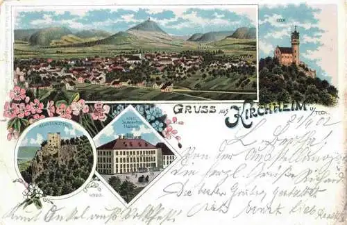 AK / Ansichtskarte  Kirchheim  Teck Panorama Burg Teck Reussenstein Hotel Litho