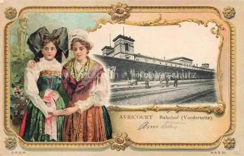 AK / Ansichtskarte Avricourt_Sarrebourg_Elfringen_57_Moselle Bahnhof Trachten Bilderrahmen 