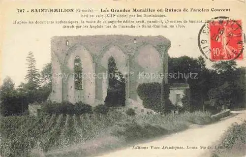 AK / Ansichtskarte Saint Emilion Les Grandes Murailles ou Ruines de l ancien Couvent Saint Emilion