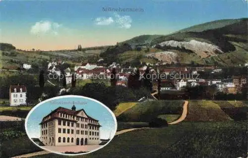 AK / Ansichtskarte Muenchenstein_BL Panorama Sekundar Schulhaus Feld Batterie Militaersache 