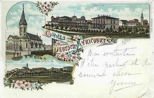 AK / Ansichtskarte Deutsch Avricourt_57_Moselle Protestantische Kirche Beamtenkolonie Bahnhof Litho Deutsche Reichspost 