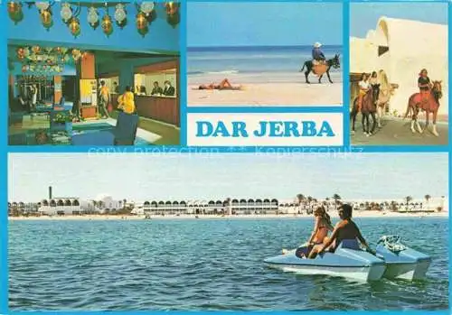 AK / Ansichtskarte  Dar Jerba Djerba Tunesie Hotel Dar Jerba Rezeption Strandpartien Reiten