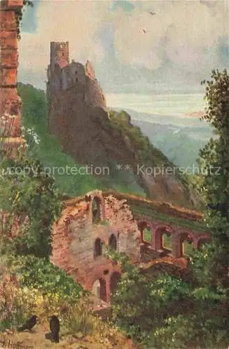 AK / Ansichtskarte HOFFMANN__Heinrich_Kuenstlerkarte Blick von der Ulrichsburg nach Ruine Biersberg 