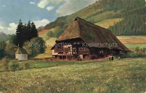 AK / Ansichtskarte HOFFMANN__Heinrich_Kuenstlerkarte Schwarzwaldhaus mit Kapellchen 